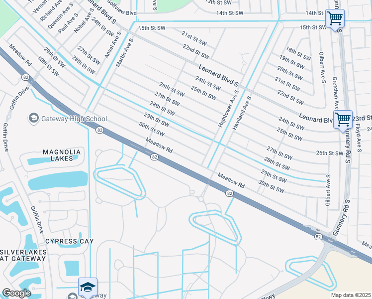 map of restaurants, bars, coffee shops, grocery stores, and more near 4621 30th Street Southwest in Lehigh Acres