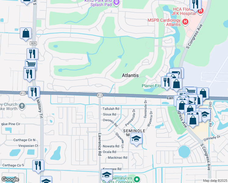map of restaurants, bars, coffee shops, grocery stores, and more near 419 Pine Tree Court in Lake Worth
