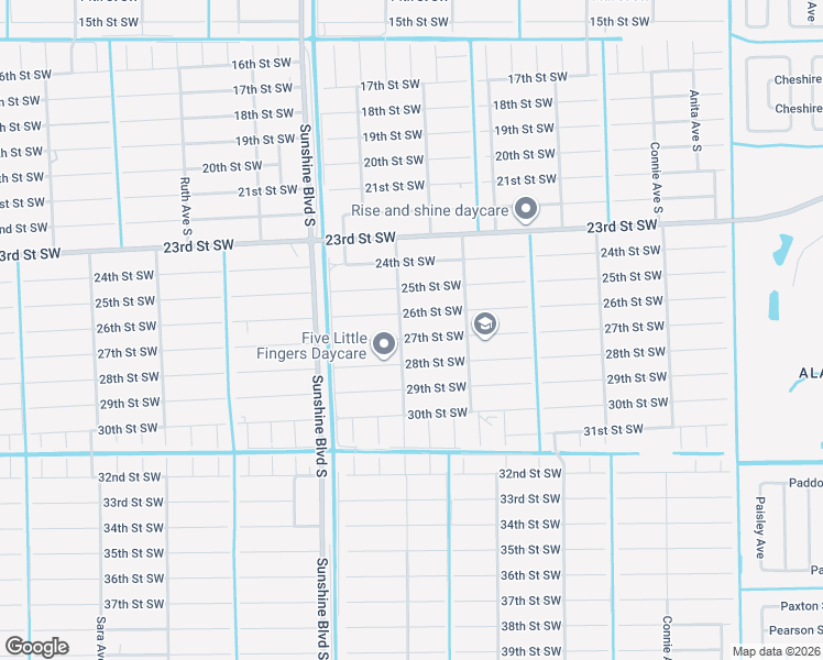map of restaurants, bars, coffee shops, grocery stores, and more near 2916 27th Street Southwest in Lehigh Acres