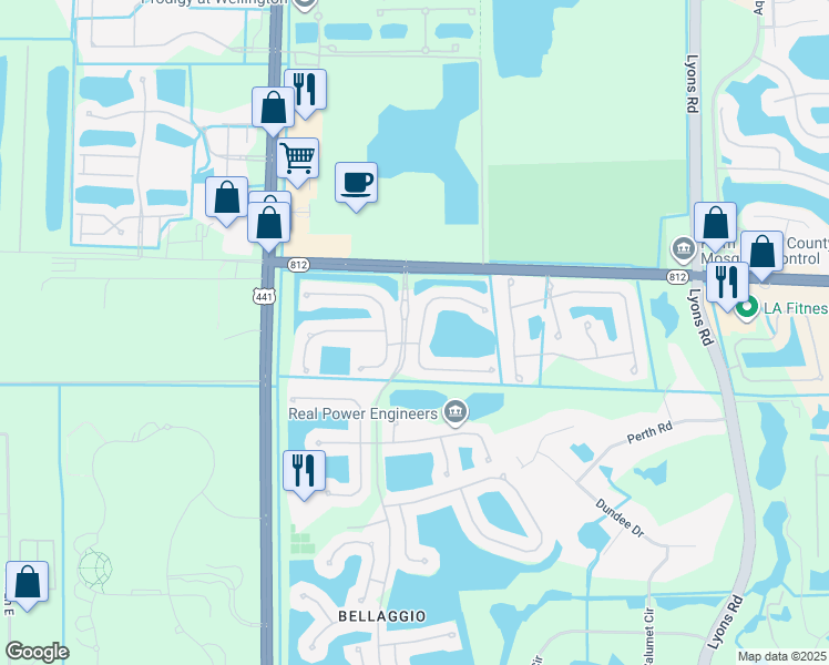 map of restaurants, bars, coffee shops, grocery stores, and more near 9683 Positano Way in Lake Worth