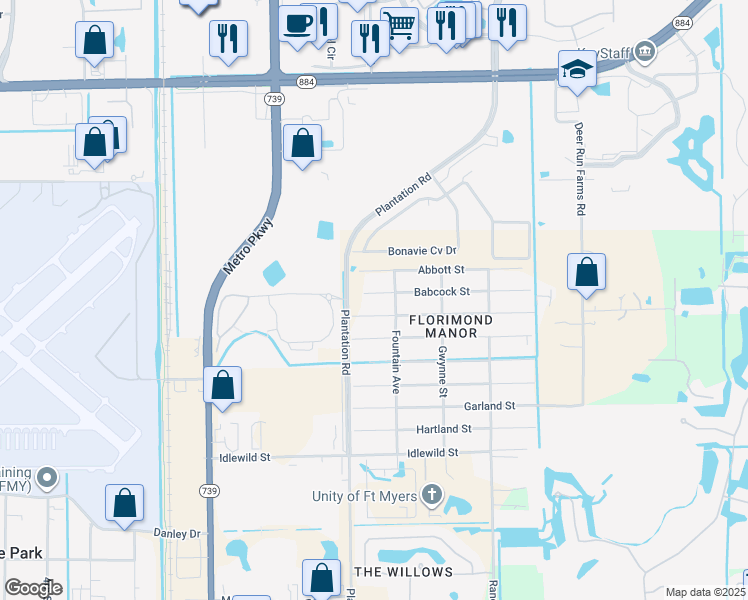 map of restaurants, bars, coffee shops, grocery stores, and more near 6556 Babcock Street in Fort Myers