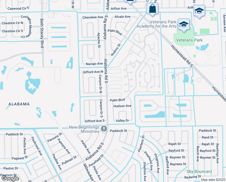 map of restaurants, bars, coffee shops, grocery stores, and more near 11 Temple Court in Lehigh Acres