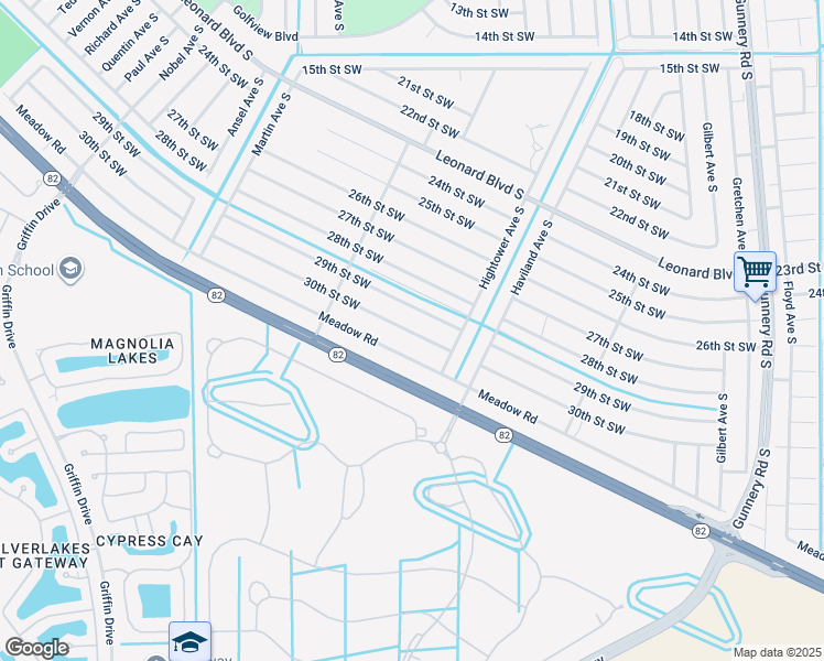 map of restaurants, bars, coffee shops, grocery stores, and more near 4620 30th Street Southwest in Lehigh Acres