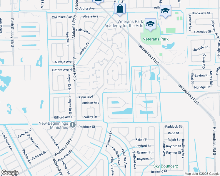 map of restaurants, bars, coffee shops, grocery stores, and more near 19393 Orchidtree Court in Lehigh Acres