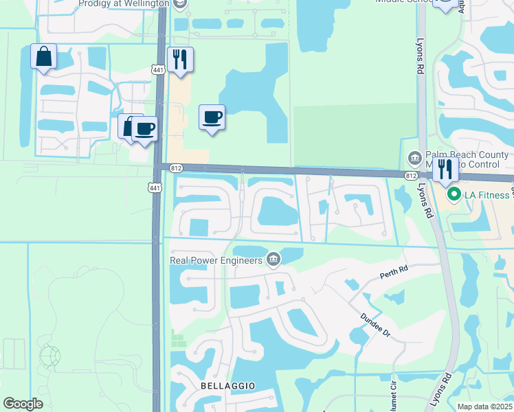 map of restaurants, bars, coffee shops, grocery stores, and more near 9670 Positano Way in Lake Worth