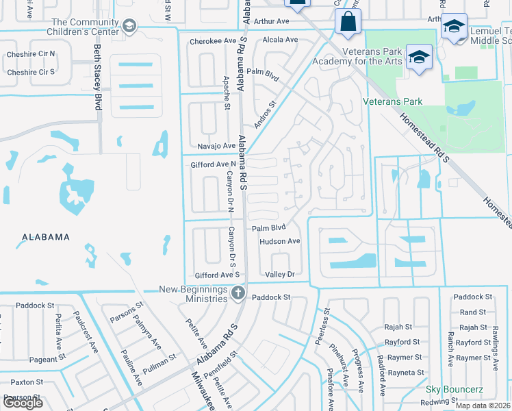 map of restaurants, bars, coffee shops, grocery stores, and more near 55 Tangerine Court in Lehigh Acres