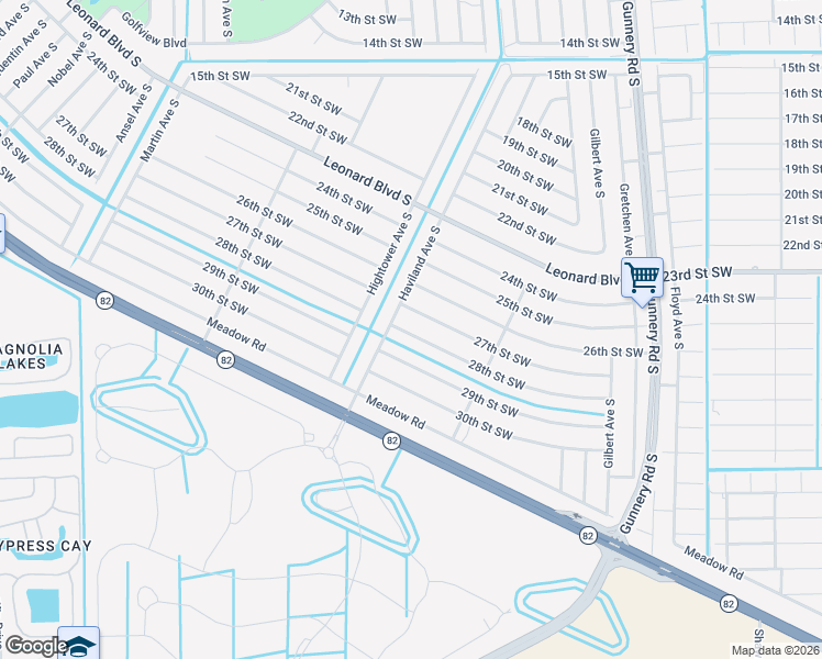 map of restaurants, bars, coffee shops, grocery stores, and more near 4542 28th Street Southwest in Lehigh Acres