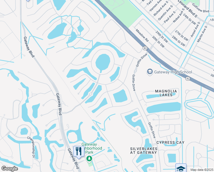 map of restaurants, bars, coffee shops, grocery stores, and more near 12597 Kentwood Avenue in Fort Myers