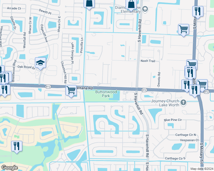 map of restaurants, bars, coffee shops, grocery stores, and more near in Palm Beach County