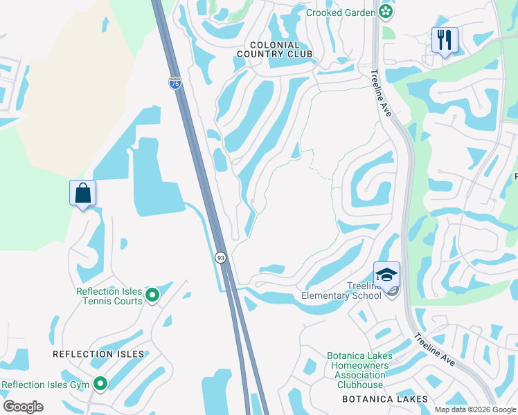 map of restaurants, bars, coffee shops, grocery stores, and more near 9661 Hemingway Lane in Fort Myers
