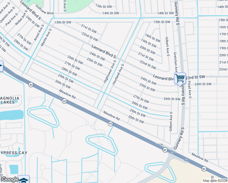 map of restaurants, bars, coffee shops, grocery stores, and more near 4527 28th Street Southwest in Lehigh Acres