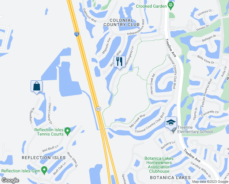 map of restaurants, bars, coffee shops, grocery stores, and more near 9661 Hemingway Lane in Fort Myers