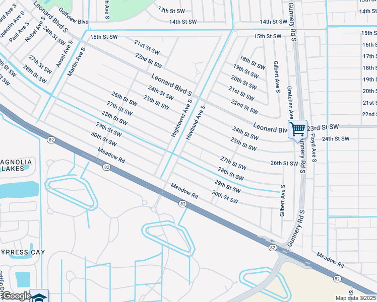 map of restaurants, bars, coffee shops, grocery stores, and more near 4527 28th Street Southwest in Lehigh Acres