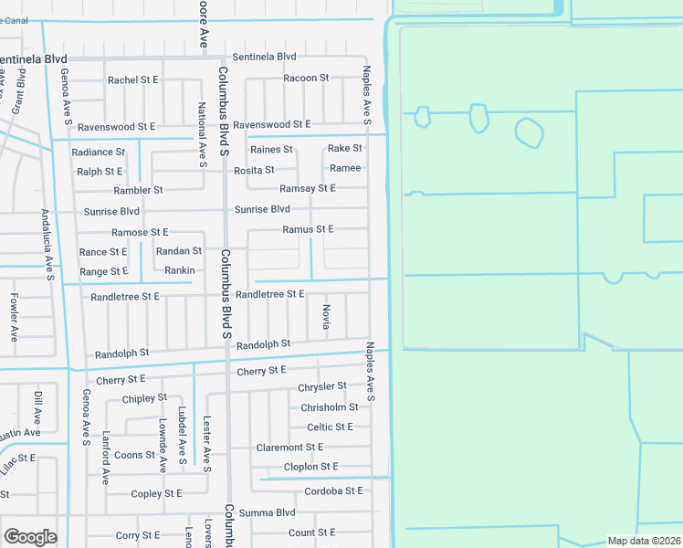 map of restaurants, bars, coffee shops, grocery stores, and more near 1245 Randletree Street East in Lehigh Acres