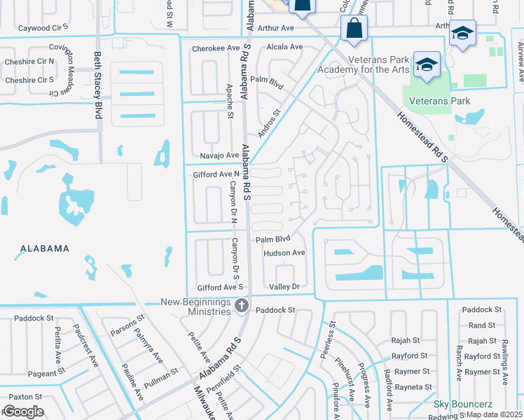 map of restaurants, bars, coffee shops, grocery stores, and more near 52 Tangerine Court in Lehigh Acres