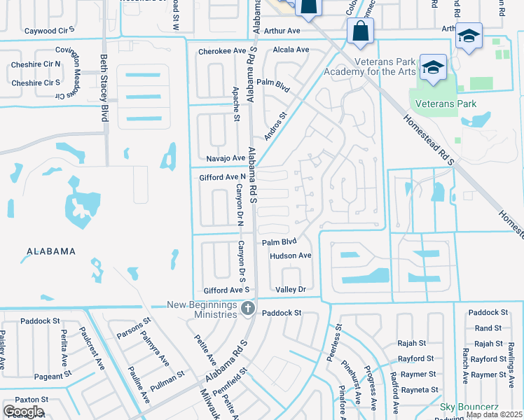 map of restaurants, bars, coffee shops, grocery stores, and more near 2 Tangerine Court in Lehigh Acres