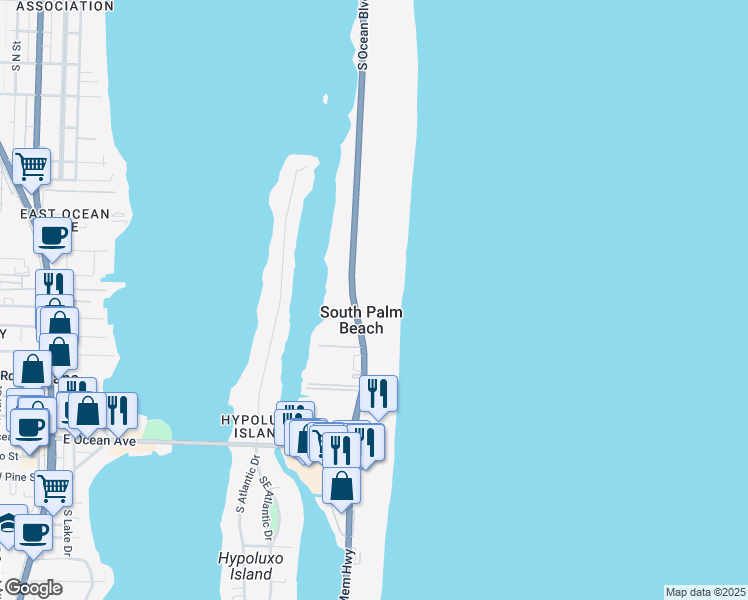 map of restaurants, bars, coffee shops, grocery stores, and more near in South Palm Beach