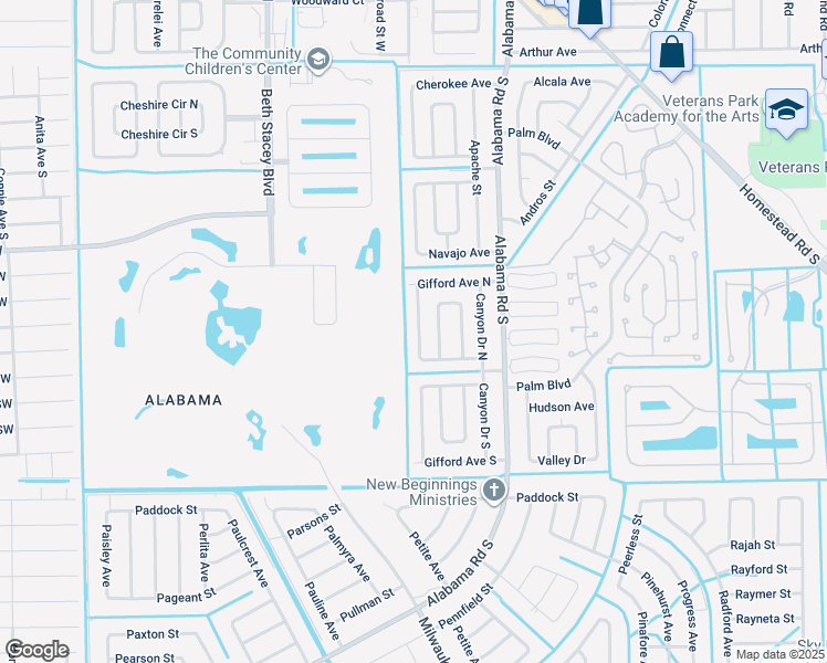 map of restaurants, bars, coffee shops, grocery stores, and more near 309 Rushmore Avenue North in Lehigh Acres
