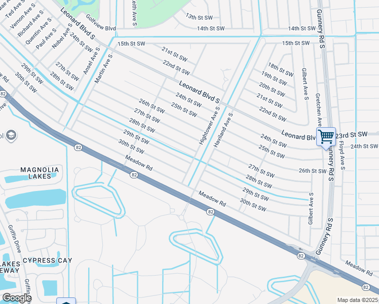 map of restaurants, bars, coffee shops, grocery stores, and more near 4610 28th Street Southwest in Lehigh Acres