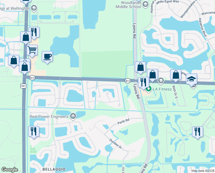 map of restaurants, bars, coffee shops, grocery stores, and more near 9232 Pineville Drive in Lake Worth
