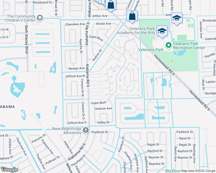 map of restaurants, bars, coffee shops, grocery stores, and more near 10572 Quincy Court in Lehigh Acres