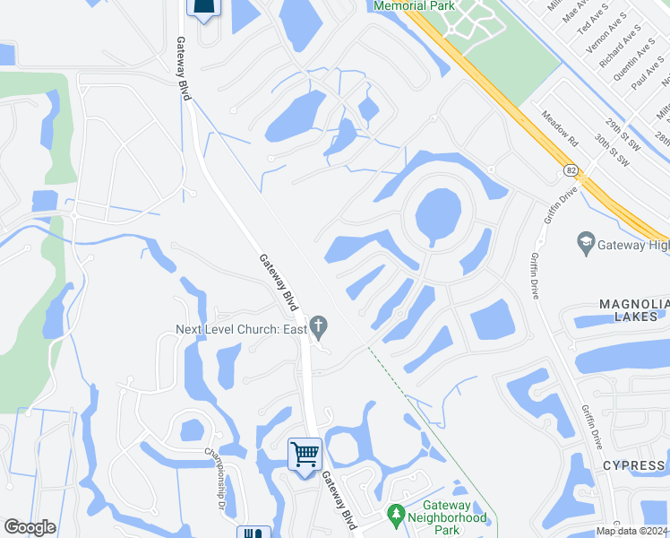 map of restaurants, bars, coffee shops, grocery stores, and more near 12454 Kentwood Avenue in Fort Myers