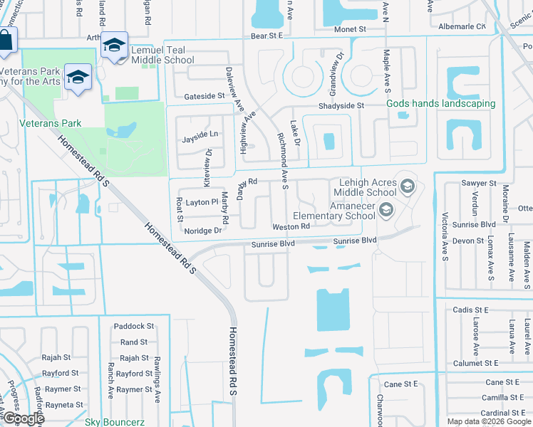 map of restaurants, bars, coffee shops, grocery stores, and more near 211 Lanyard Place in Lehigh Acres