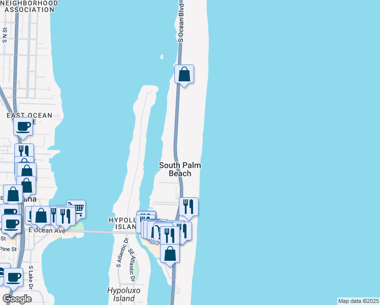 map of restaurants, bars, coffee shops, grocery stores, and more near 3560 Florida A1A in Palm Beach