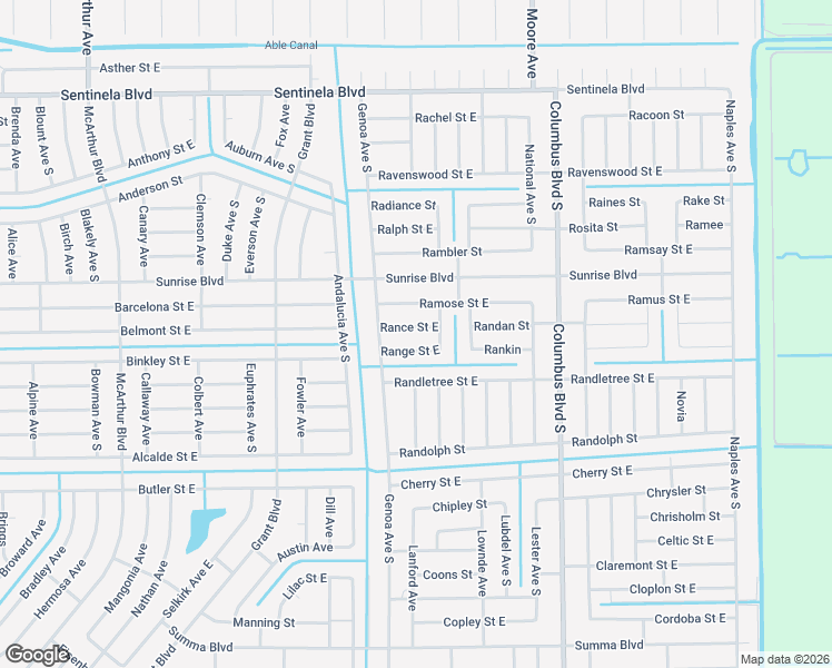 map of restaurants, bars, coffee shops, grocery stores, and more near 1111 Rance Street East in Lehigh Acres