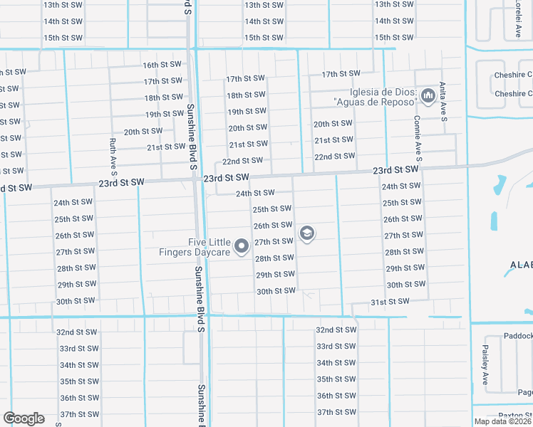 map of restaurants, bars, coffee shops, grocery stores, and more near 2913 25th Street Southwest in Lehigh Acres