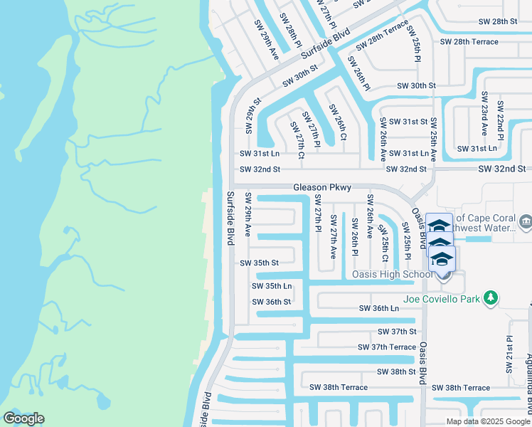 map of restaurants, bars, coffee shops, grocery stores, and more near 2826 SW 33rd St in Cape Coral
