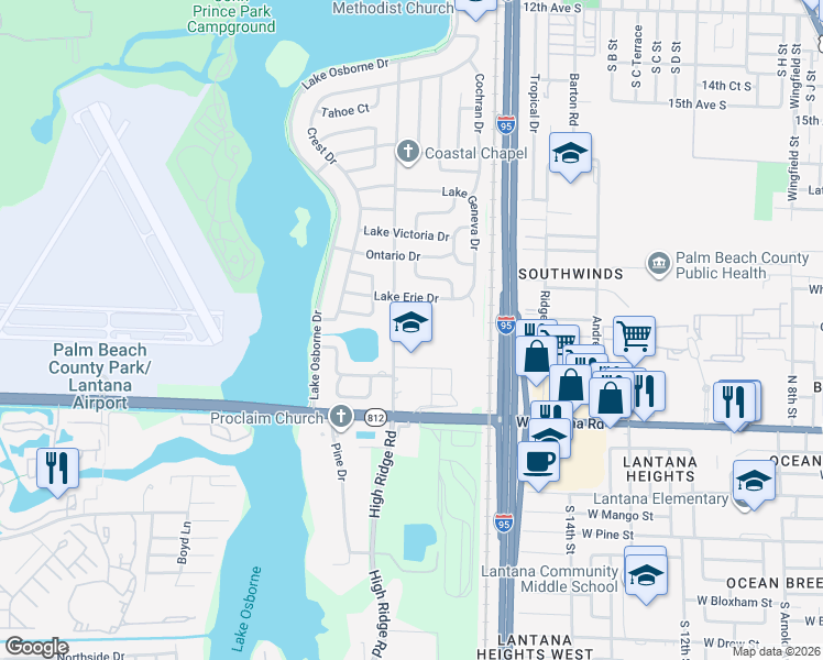 map of restaurants, bars, coffee shops, grocery stores, and more near 1957 Fittin Court in Lake Worth