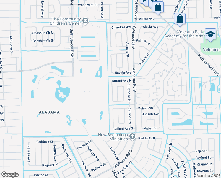 map of restaurants, bars, coffee shops, grocery stores, and more near 309 Rushmore Avenue North in Lehigh Acres