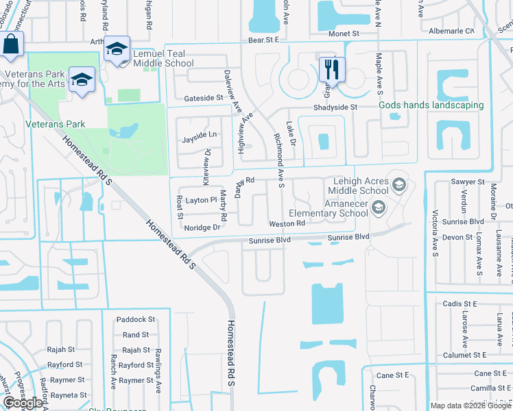 map of restaurants, bars, coffee shops, grocery stores, and more near 211 Lanyard Place in Lehigh Acres