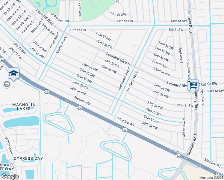 map of restaurants, bars, coffee shops, grocery stores, and more near 4610 28th Street Southwest in Lehigh Acres