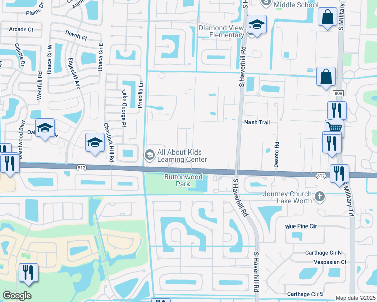 map of restaurants, bars, coffee shops, grocery stores, and more near 5781 Monterra Club Drive in Lake Worth