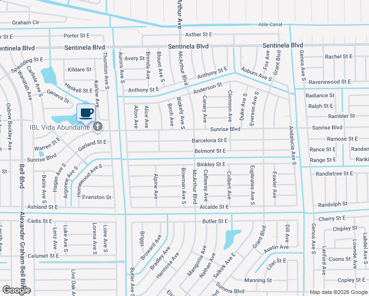 map of restaurants, bars, coffee shops, grocery stores, and more near 945 Belmont Street East in Lehigh Acres