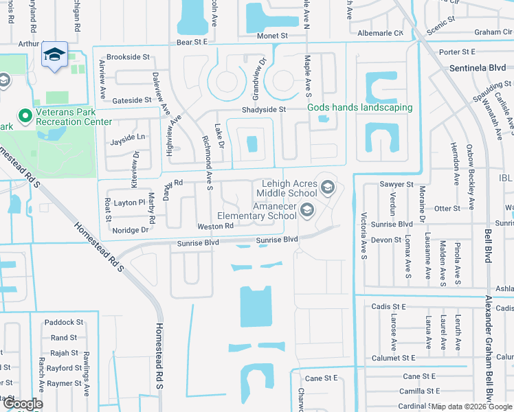 map of restaurants, bars, coffee shops, grocery stores, and more near 622 Weston Road in Lehigh Acres