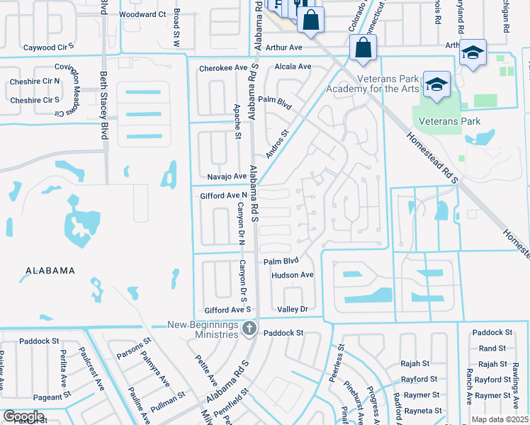 map of restaurants, bars, coffee shops, grocery stores, and more near 52 Hamlin Court in Lehigh Acres