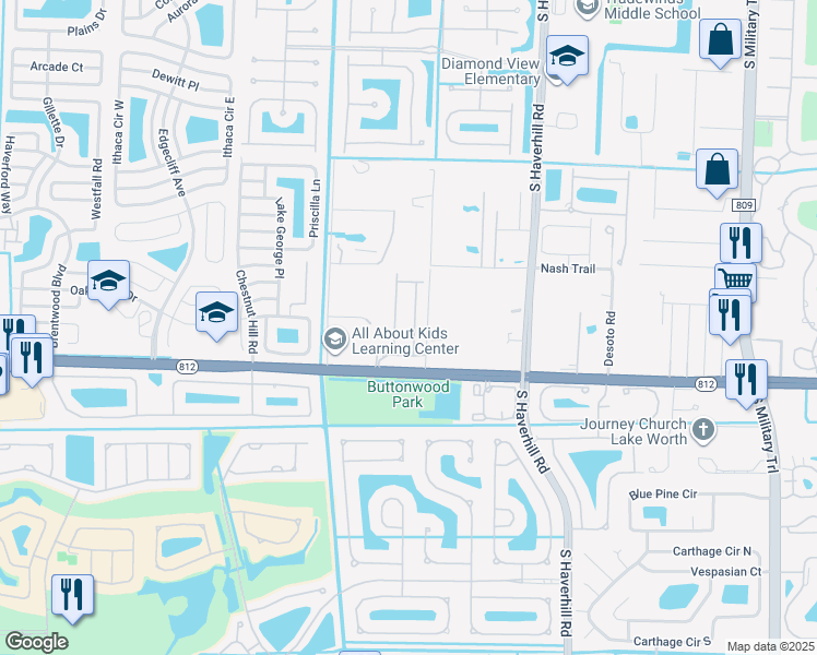 map of restaurants, bars, coffee shops, grocery stores, and more near 5784 Monterra Club Drive in Lake Worth