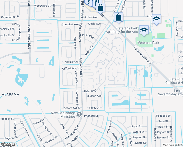 map of restaurants, bars, coffee shops, grocery stores, and more near 10572 Quincy Court in Lehigh Acres