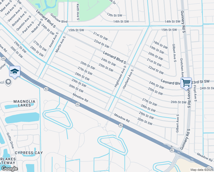 map of restaurants, bars, coffee shops, grocery stores, and more near 4610 28th Street Southwest in Lehigh Acres