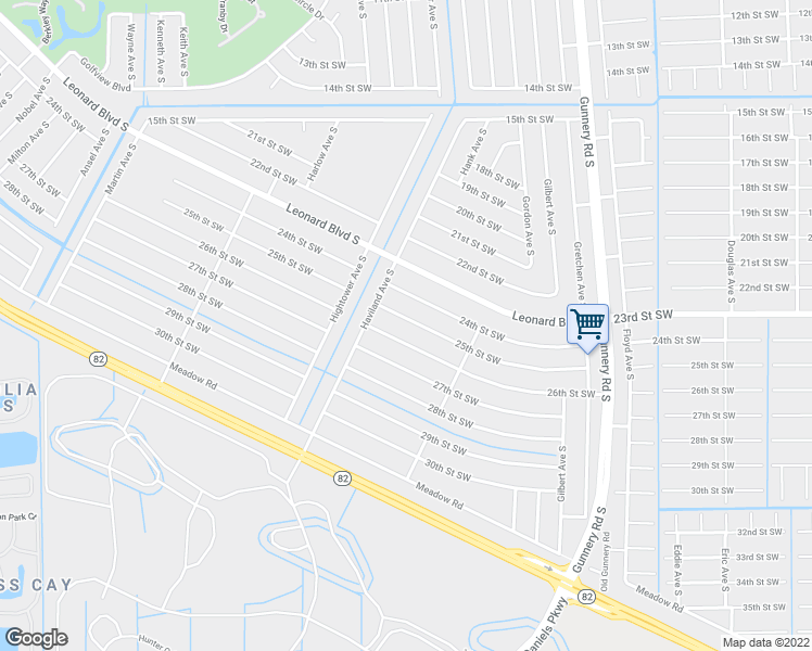 map of restaurants, bars, coffee shops, grocery stores, and more near 4533 25th Street Southwest in Lehigh Acres