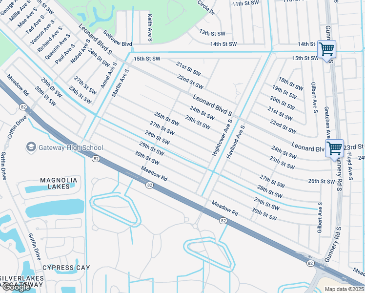 map of restaurants, bars, coffee shops, grocery stores, and more near 4634 28th Street Southwest in Lehigh Acres