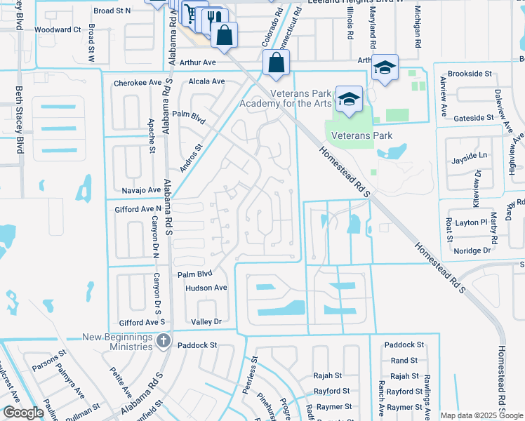 map of restaurants, bars, coffee shops, grocery stores, and more near 10655 Jacatree Court in Lehigh Acres