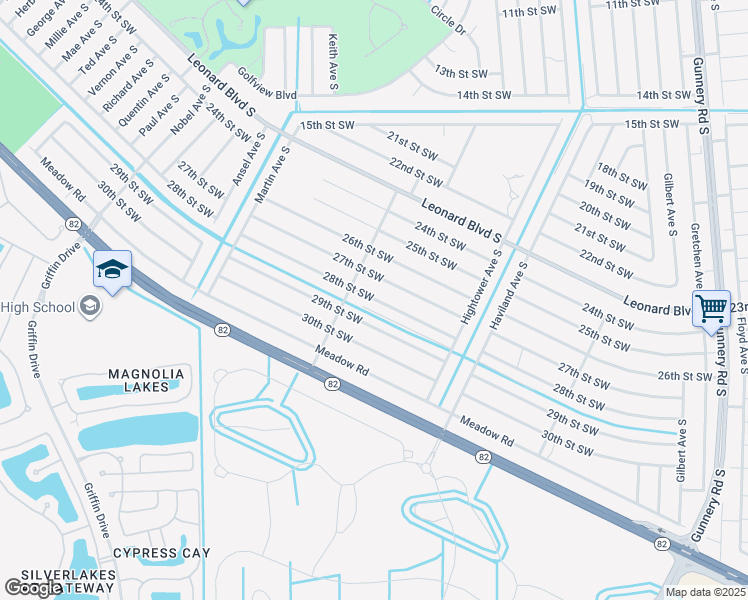 map of restaurants, bars, coffee shops, grocery stores, and more near 4656 28th Street Southwest in Lehigh Acres