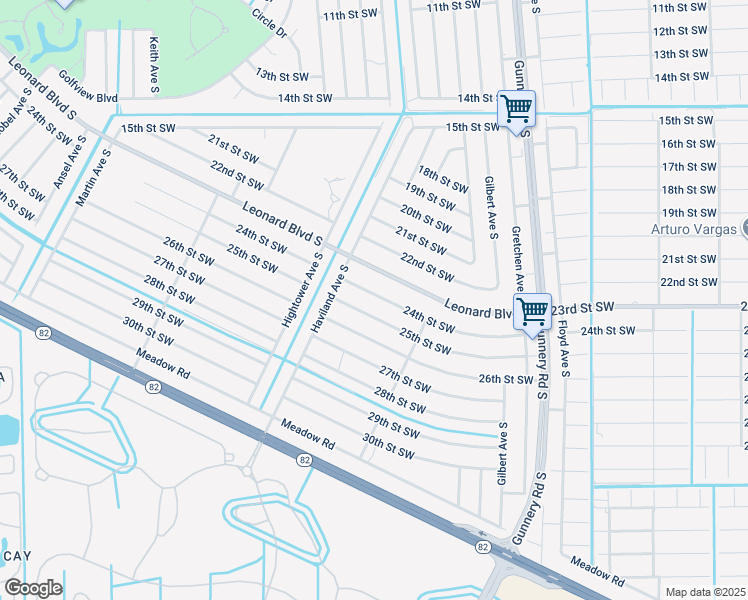 map of restaurants, bars, coffee shops, grocery stores, and more near 4538 24th Street Southwest in Lehigh Acres