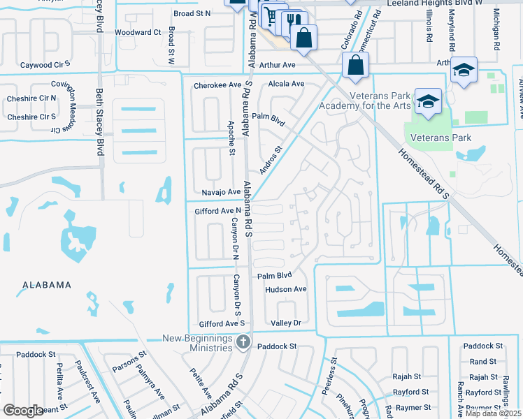 map of restaurants, bars, coffee shops, grocery stores, and more near 12 Tangelo Court in Lehigh Acres