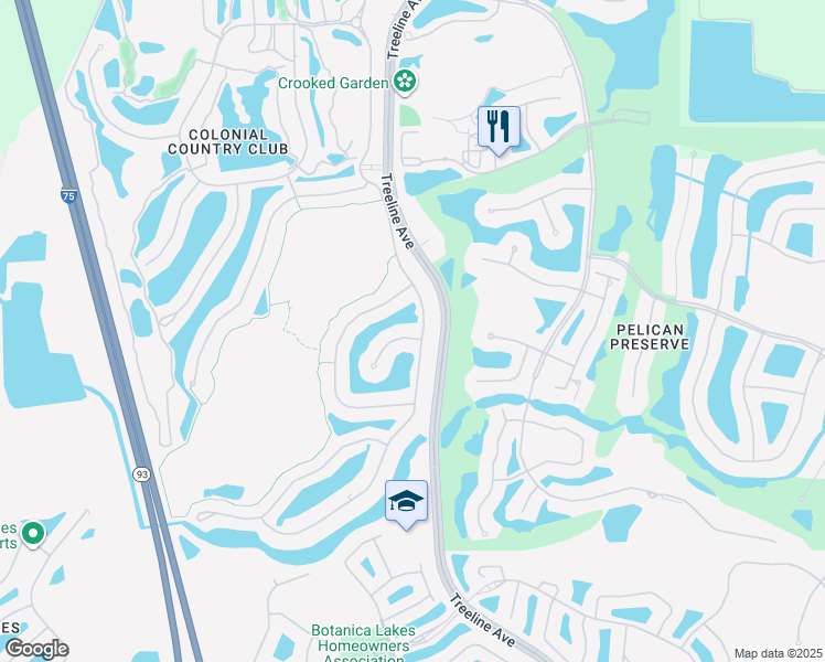 map of restaurants, bars, coffee shops, grocery stores, and more near 10057 Colonial Country Club Boulevard in Fort Myers