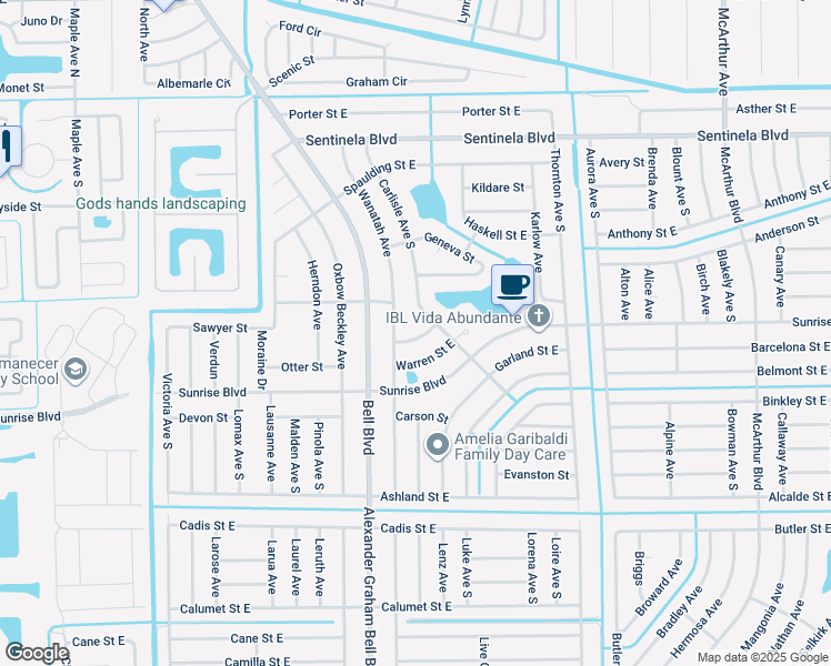 map of restaurants, bars, coffee shops, grocery stores, and more near 182 Carlisle Avenue South in Lehigh Acres